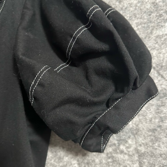 Betsey Johnson Jacket Top Peplum Black 2 Short Sleeves Buttons Retro Classic - Picture 7 of 12